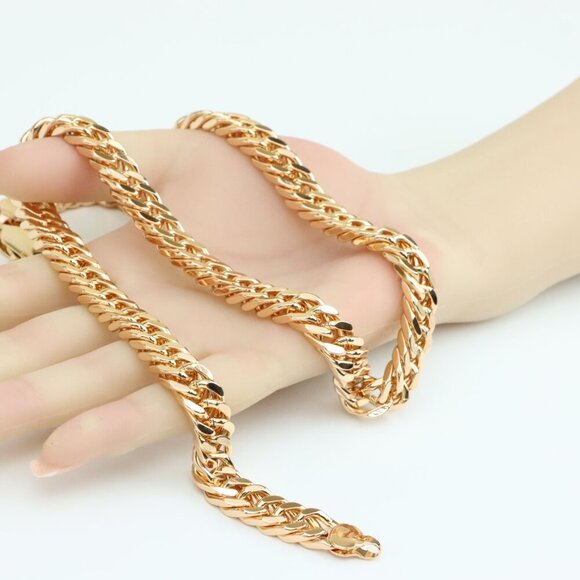 Bold Rose Gold Chunky Chain Necklace for Statement Styling, XPNL0283 - Picture 3 of 12